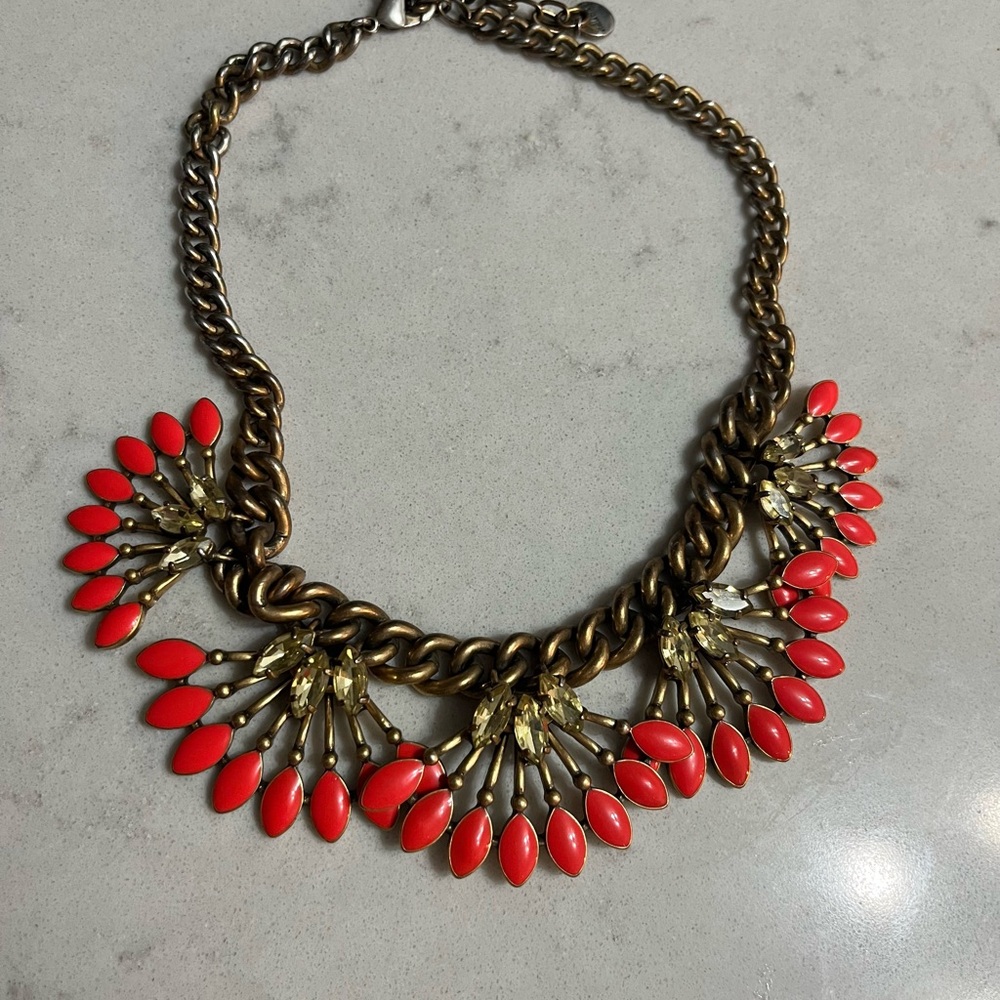 STELLA & DOT Red and Gold Statement Necklace